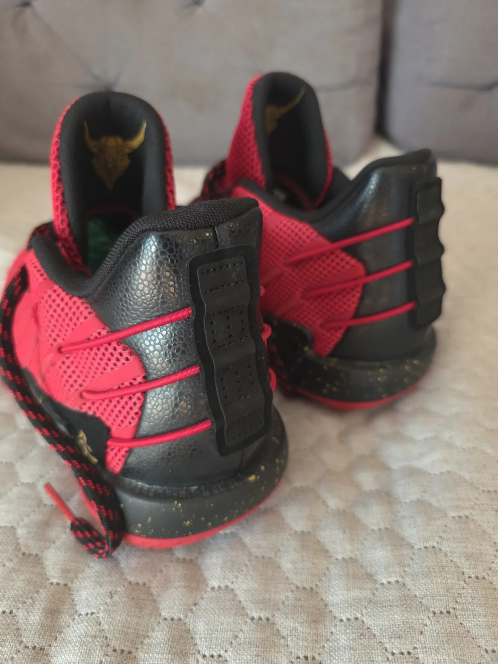 adidas Kids Red and Black Mesh Athletic Sneakers
